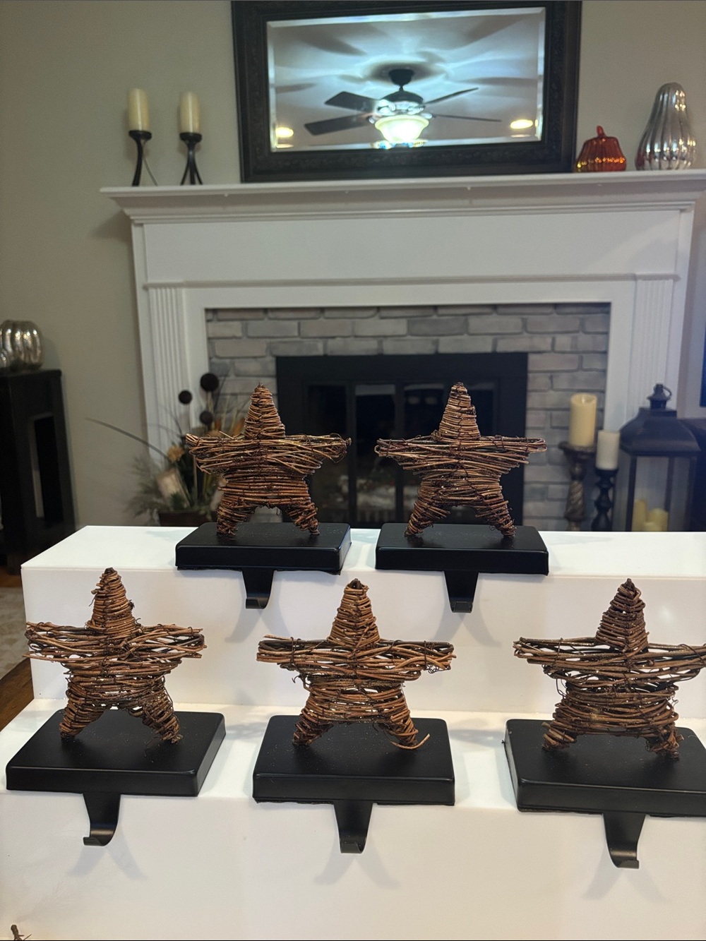 Wicker Star Stocking Holders - Set of 5